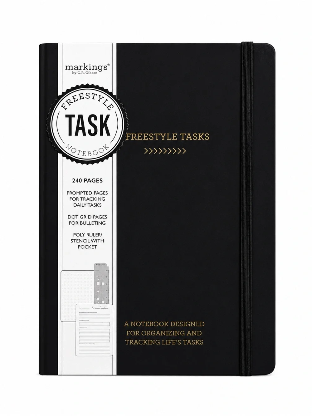Markings by C.R. Gibson Freestyle Task Notebook 240 Pages Black